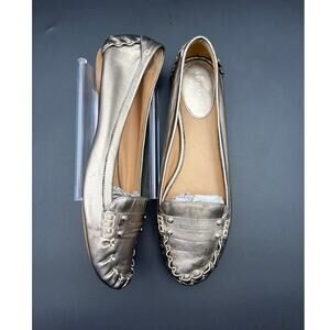Kate Spade New York Metallic Gold Driving Moccasins Loafers Sz 9 Preppy Chic